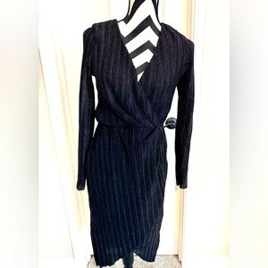 Steve Madden Black Textured Long Sleeve Dress